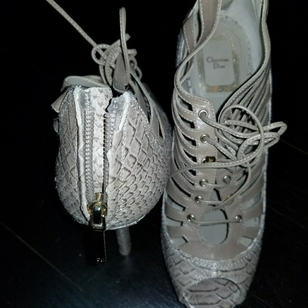 Christan Dior lace-up sexy peep toe shoe / bootie - Picture 3 of 7